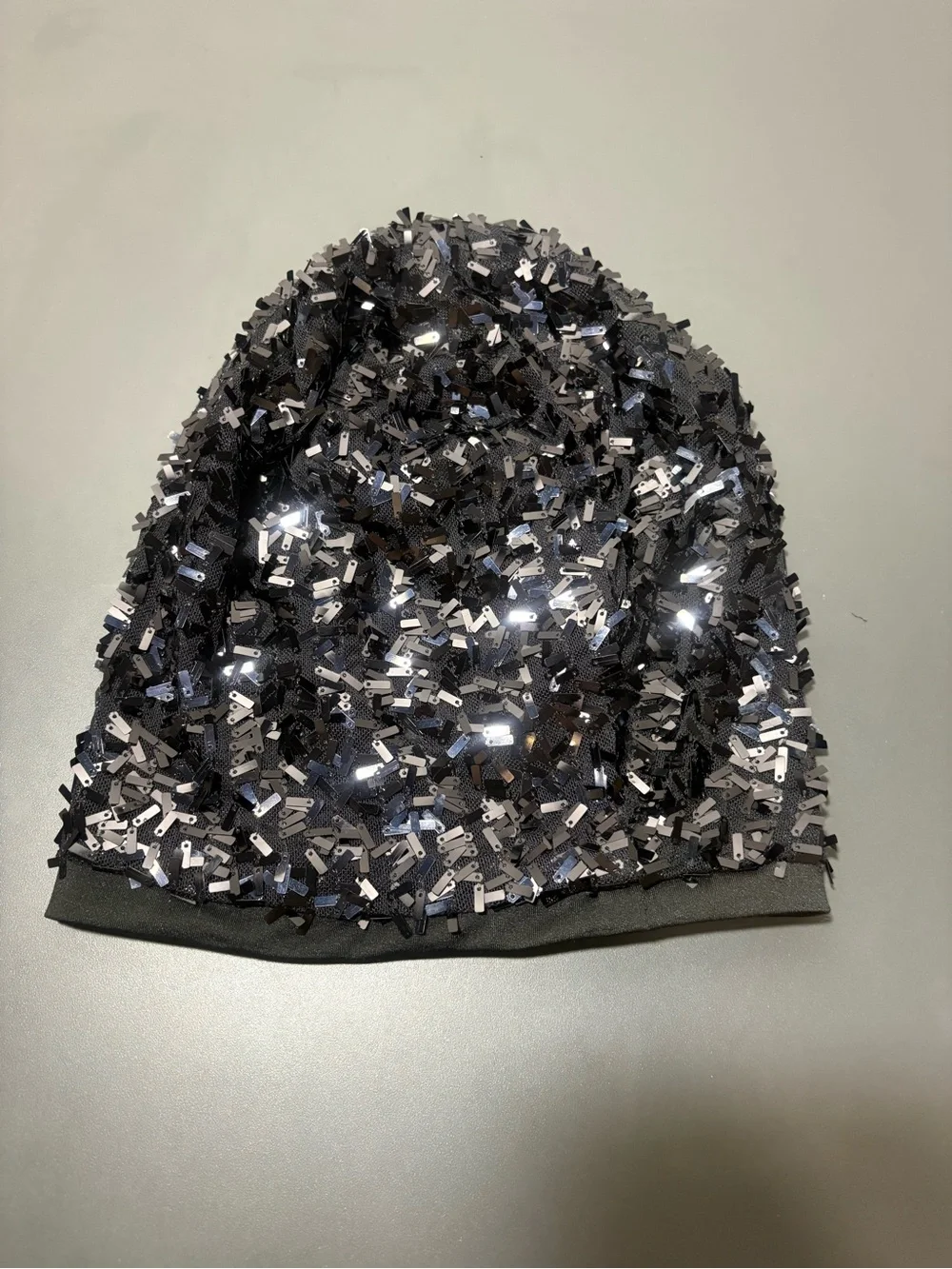 Sequined Black Beanie Hat